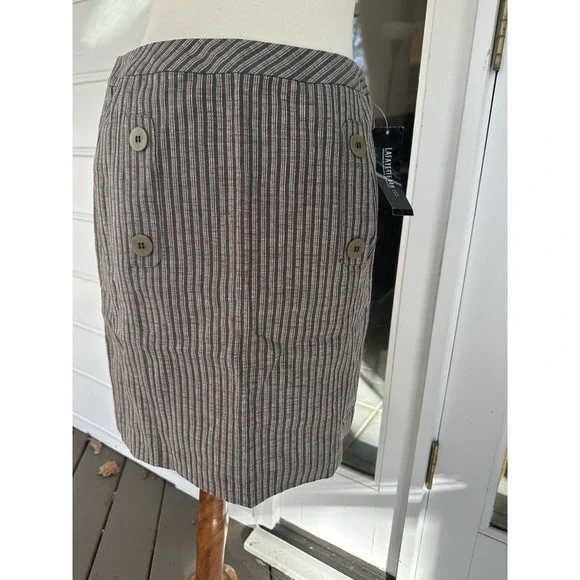 lafayette 148 new york Sz. 4 brown and blue striped skirt - Picture 3 of 9